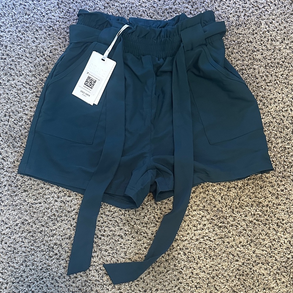 Grace Karin High Waist Teal Shorts